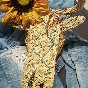 Leather and Crystal beaded Necklace